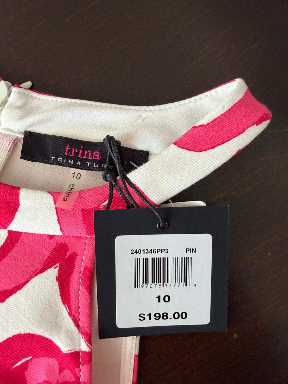 NWT Trina Turk Pink and White Floral Halter Mini Dress - Picture 3 of 5